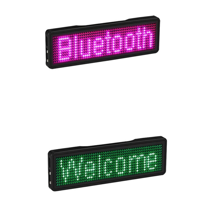 FORIDE 2 Set Bluetooth LED Name Badge Rechargeable Light Sign DIY Programmable Scrolling Message Board, A & B