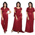 Women's Satin Nighty, Robe, Top, Night Dress - Set of 4 | Naypa Fashion. 