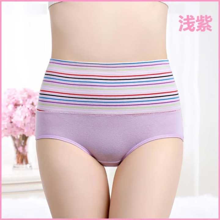 High Waist Body Shaper Briefs Panties Women's Sexy Underwear Slimming Pants Comfortable Underpants Cotton Striped Panties