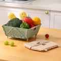 Plastic Colander - Foldable Drain Basket with Resting Feet - Kitchen Food Strainer - Space-Saving Easy to Use 22.5 X 21 X 10cm Green. 