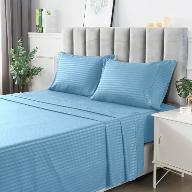 100%25%20Pure%20Cotton%20In%20Blue%20Stripe%20Bed%20Sheet%20With%20Two%20Pillow%20Covers%20-%20Image%204