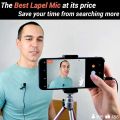 Professional Noise-Cancellation Clip Collar Mic - Condenser for YouTube, Video Interviews, Lectures, News, Travel Videos. Ideal for Mobile Use. 