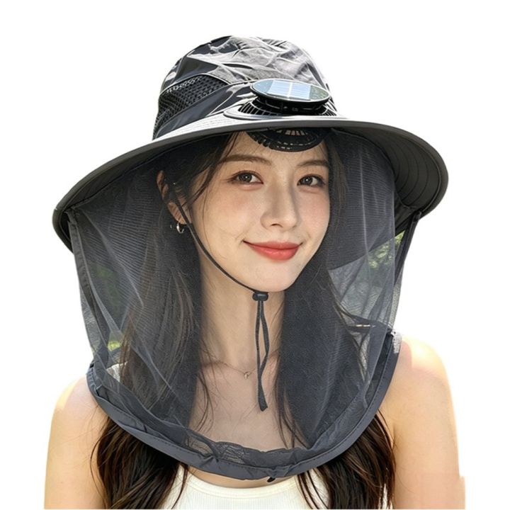 Casual%20With%20Net%20Mesh%20Mosquito%20Head%20Net%20Hat%20Foldable%20Breathable%20Wide%20Brim%20Sun%20Cap%20UV%20Protection%20High%20Wind%20Power%20Solar%20Fan%20Hat%20Fishing%20-%20Image%209