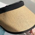 Sweet Visors Straw Hat Sun Protection UV Protection Empty Top Hat Large Eaves Ponytail Hat. 
