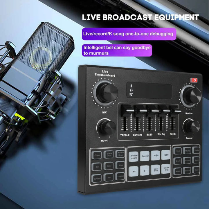 V9 Sound Card Audio Set | USB External Interface With Bluetooth, 12 Live Effects, DSP Noise Reduction, & Voice Modulation For Phone And Computer