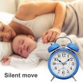 Alarm Clock Twin Bell Metal Desk Table Analog Clock Silent with Night Light for Home Office - Clocks |. 