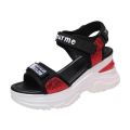 Thick-soled Wedge Velcro Sports Sandals Women's 2024 Summer New Style Muffin Wide Strip Student Beach Roman Sandals. 