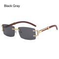 Vintage Wood Diamonds Punk Sunglasses Rhinestone Frameless Women's Rimless Sun Glasses Rectangle Square Eyewear for Beach Travel Streetwear. 