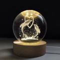 Sajha Cart Gift Shop Dolphine Heart Couple Crystal Ball LED Night Lamp with Wooden Base. 