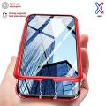 Magnetic Adsorption Aluminum Bumper Case For iPhone X(10) Red. 