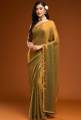 Latest Embroidered Bollywood Georgette Saree Gold color | Trendy Party & Festive Wear | Traditional Ethnic Fashion | Buy Online. 