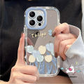 Luxury Mirror Make Up Cartoon Flowers Cute Tulips Casing Compatible for IPhone 16 15 12 14 11 13 Pro Max XR 7Plus XS Max X 8 7 15 Plus Romantic Picture Frame Butterfly Starry Sky Case. 