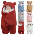 Newborn Baby Hooded Blanket Sleeping Bag Sack Swaddle Infant Winter Warm Fleece Receiving Blanket with Legs Knit Stroller Wrap ( 0-8 ) Month. 