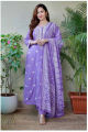 Fabdale Lavender Embroidered A-Line Kurta Pant Salwar Suit with Dupatta | Festive & Party Wear (RYEX-022). 