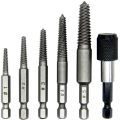 6pcs Durable Chrome Molybdenum Steel Broken Bolt Extractor Set Silver Black Broken Key Extractor Kit Screw Stud Remover Worker. 