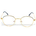 Blue Ray Cut UV Protected Round Eye Glass with Golden Frame for Mobile, Laptop, Computer, TV & Driving. 