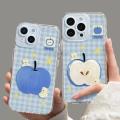 For Vivo V60 Lite V20 SE Pro S7 V23 V25 V27 V29 V30 V40 V50 Lite V21e V23e V25e V27e V29e V30e V40e V50e Blue Apple Bear Phone Case Soft Transparent Protective Cover. 
