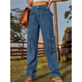 Women High Waisted Cargo Pants Wide Leg Casual Pants 6 Pockets Trousers. 