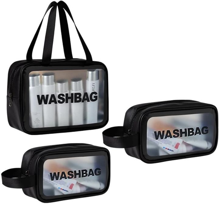 3 Pcs Clear Toiletry 3 In 1 Wash Bag Waterproof Toiletry Travel Bag
