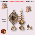 Brass Sinamu & Jwala Nhyaka - 7inch/17cm - Newari Pujaset - Sinhamu & /Newari Mirror - Machinemade. 