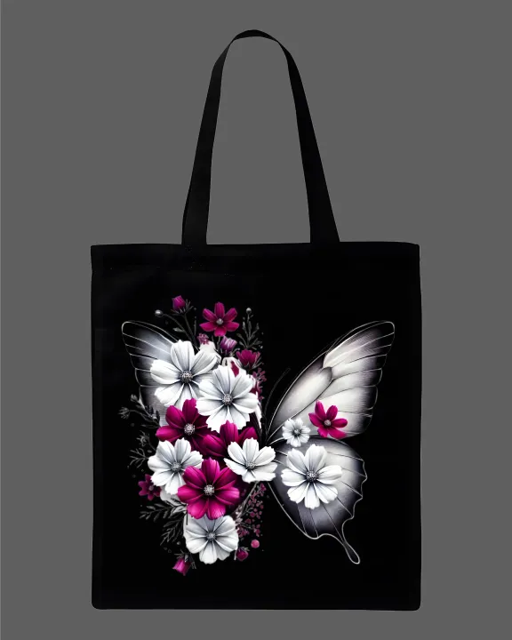 Floral%20Butterfly%20Graphic%20Printed%20%20Tote%20Bag%20%E2%80%93%20Eco-Friendly%20Cotton%20Shoulder%20Shopping%20Bag-White,%20Black%20-%20Image%203
