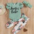 Baby Girl 2 Piece Set Floral Ruffles Long Sleeve Baby Girl Romper+Headband Spring Fall Baby Rompers Casual Baby Clothes. 