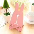2Pcs Rabbit/Cat Wooden Mobile Phone Stand - Random Color. 