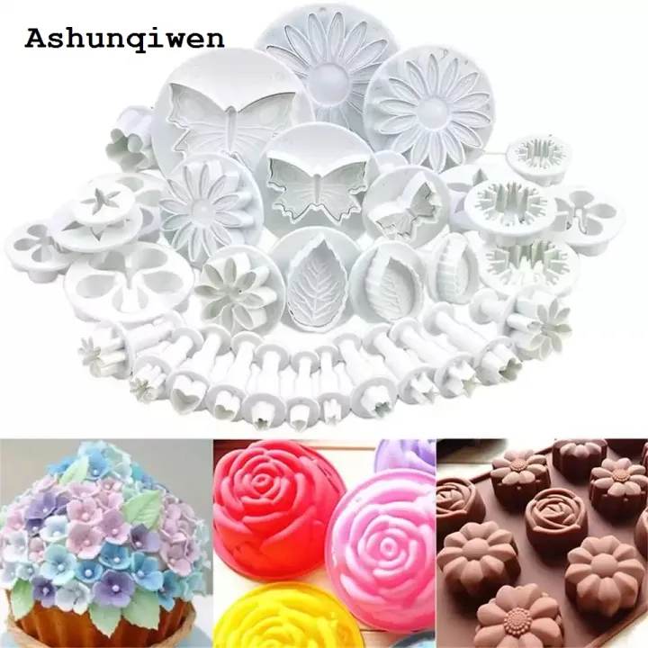 Metal Ball fondant cake Decorating Tool goffratura mattarello zucchero Craft Cookie Plunger Cutters, confezione da 4