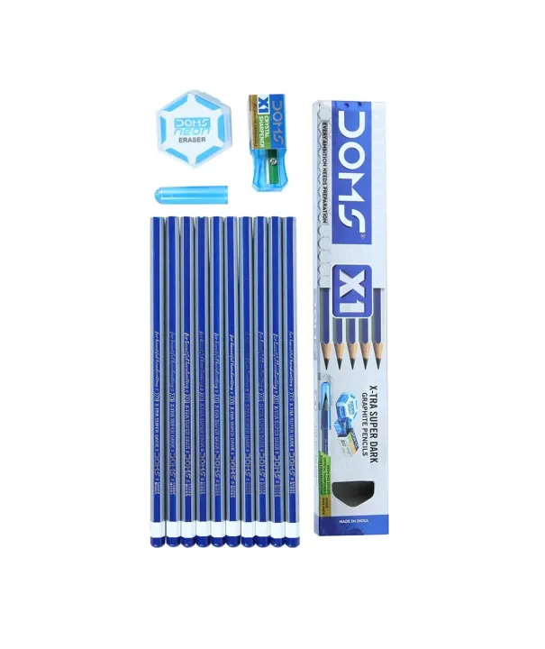 Doms%20X1%20X-Tra%20Super%20Dark%20Pencils%201%20Pack%20-%2010%20Pencils%20-%201%20Eraser%20+%201%20Sharpner%20+%201%20Protection%20Cap%20Free%20-%20Image%203