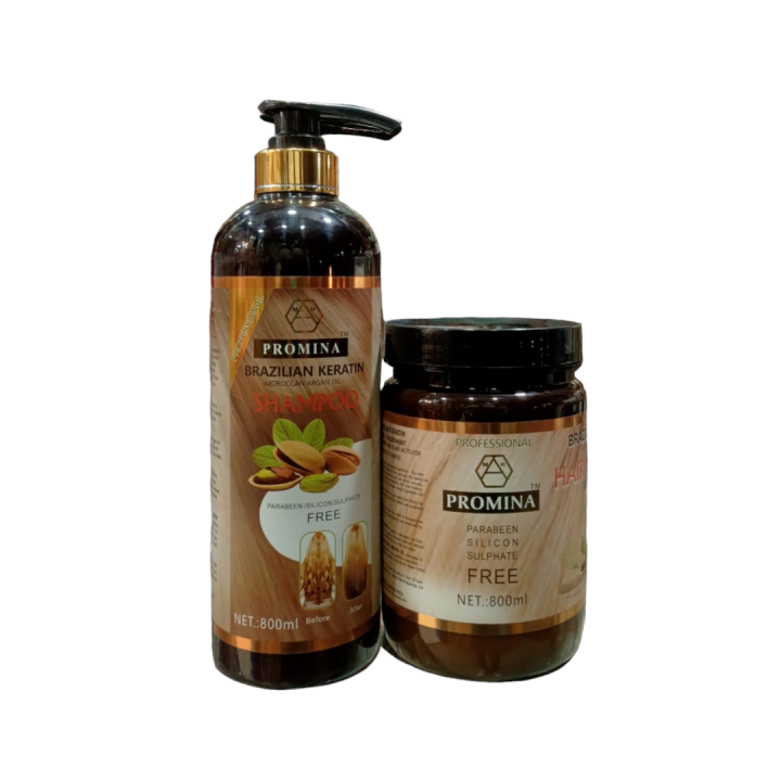 Promina Brazilian Keratin Moroccan Aryan Oil Hair Mask / SPA Treatment & Shampoo 1600ml