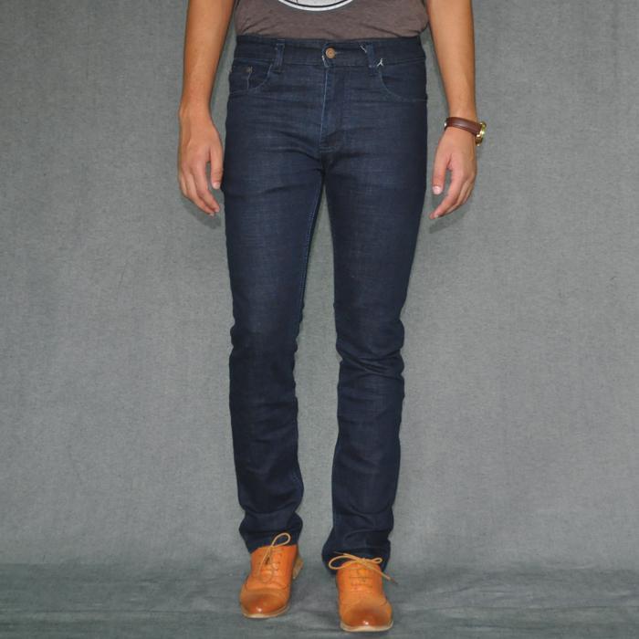 Dark Plain Blue Stretchable Jeans Pant For Men
