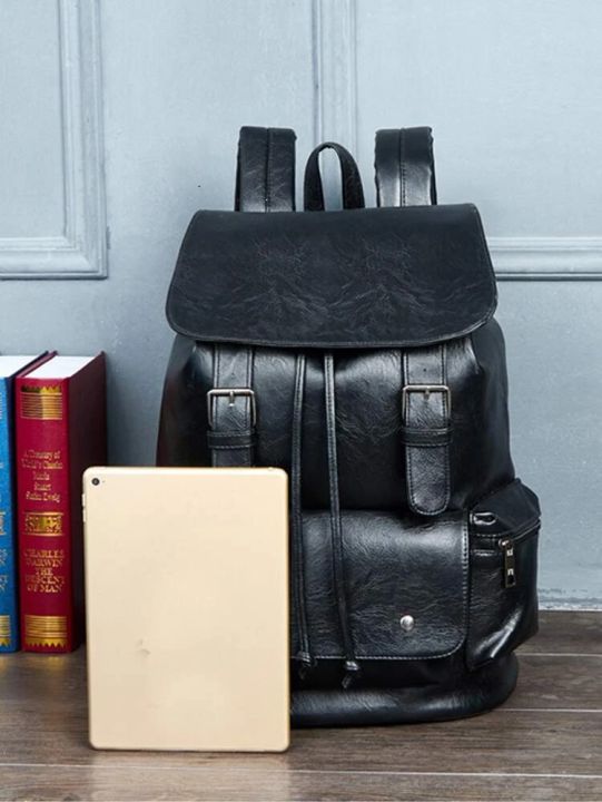 Men'S%20Korean%20Style%20Fashionable%20Pu%20Leather%20Backpack%20Collage%20Bag%20School%20Bag%20-%20Bags%20%7C%20School%20Bags%20For%20Boys%20-%20Image%204