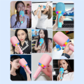 Speaker Portable Handheld Noise Reduction LED Lights Wireless BT Microphone for Home Blue. 