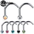Sutuiying 1PC ASTM-F136 Titanium Nose Piercing Ring Stud Prong CZ Screw Shape Nostril Jewelry 20g 18g Tragus Earrings Body Piercing. 