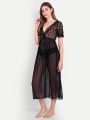 Fancyra Babydoll Lingerie Sheer Lace Chemise Mesh Sleepwear Maxi Dress Nightgowns For Women Free Size. 