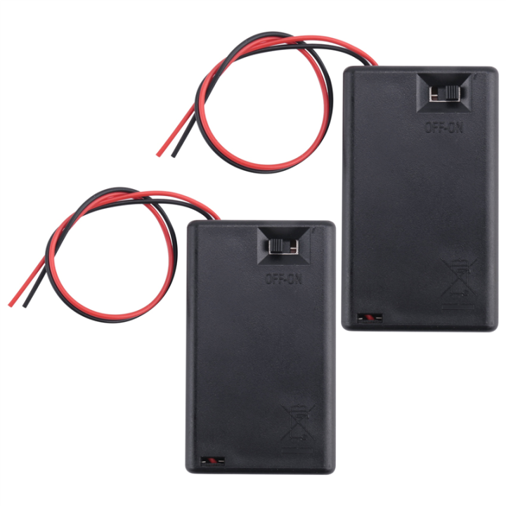 2 Pcs 3 x AAA 4.5V Battery Holder Case Box Wired ON/OFF Switch w Cover ...