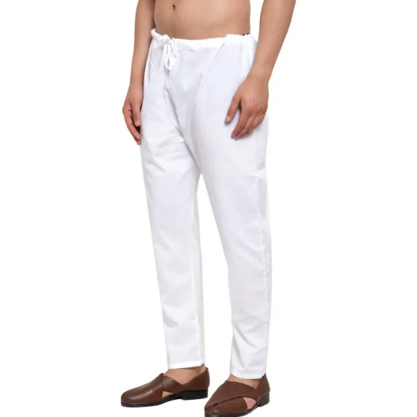 White%20Cotton%20Plain%20Pyjama%20For%20Kurta%20Shirt%20Night%20Wear%20For%20Men%20-%20Image%203