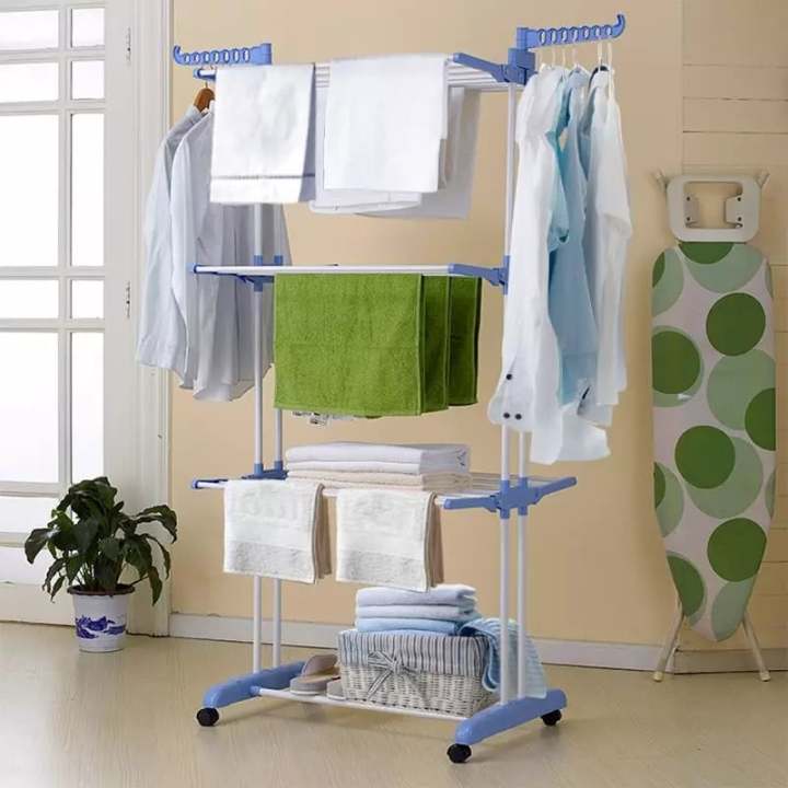 Heavy Duty Stainless Steel Double Pole Foldable Cloth Dryer / Clothes Drying Stand