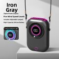 Lightweight 5 Speeds Mini Hanging Neck Fan Wide-Angle Airflow Digital Power Display Portable Cooling Fan Fanless Design with Stand Handheld Electric Fan for Sports. 