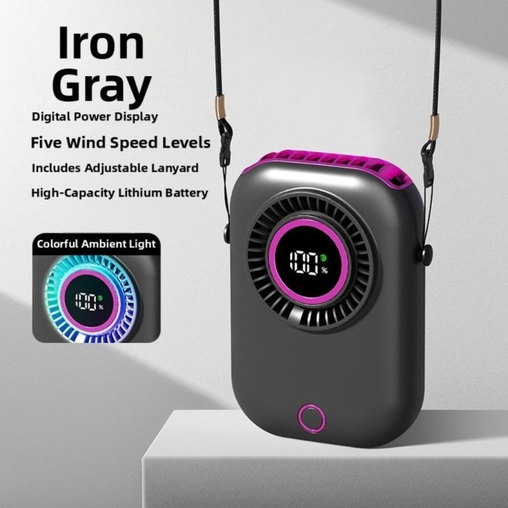 Lightweight%205%20Speeds%20Mini%20Hanging%20Neck%20Fan%20Wide-Angle%20Airflow%20Digital%20Power%20Display%20Portable%20Cooling%20Fan%20Fanless%20Design%20with%20Stand%20Handheld%20Electric%20Fan%20for%20Sports%20-%20Image%209