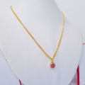 Gold Plated Ruby Pendant Design Chain Necklace For Women. 