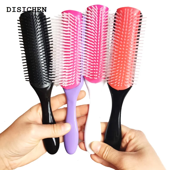 DISICHEN%202025%20New%204%20Color%209-Rows%20Denman%20Brush%20Women%20Detangling%20Styling%20Hairbrush%20Scalp%20Massager%20Salon%20Hairdressing%20Straight%20Curly%20Wet%204c%20Hair%20Comb%20-%20Image%202