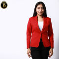 Boss Lady Single Breasted Classic Red Formal Blazer for Women. 