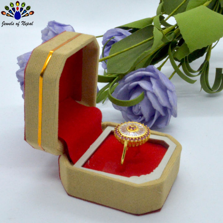 Gold%20Plated%20White/Red%20American%20Diamond%20Stone%20Studded%20Finger%20Ring%20For%20Women%20-%20Image%204