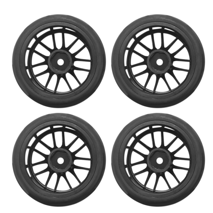 Rumberbands Rims 16Pcs 12mm Hub Wheel Rims & Rubber Tires for RC 1/10 On-Road Touring ...