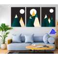 3 Panel Abstract Canvas | Wall | Home Decor | Canvas | Wall Art With Frame Inside. 