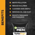 GARNlER Men Turbo Bright Anti-Pollution Double Action Face Wash (100g). 