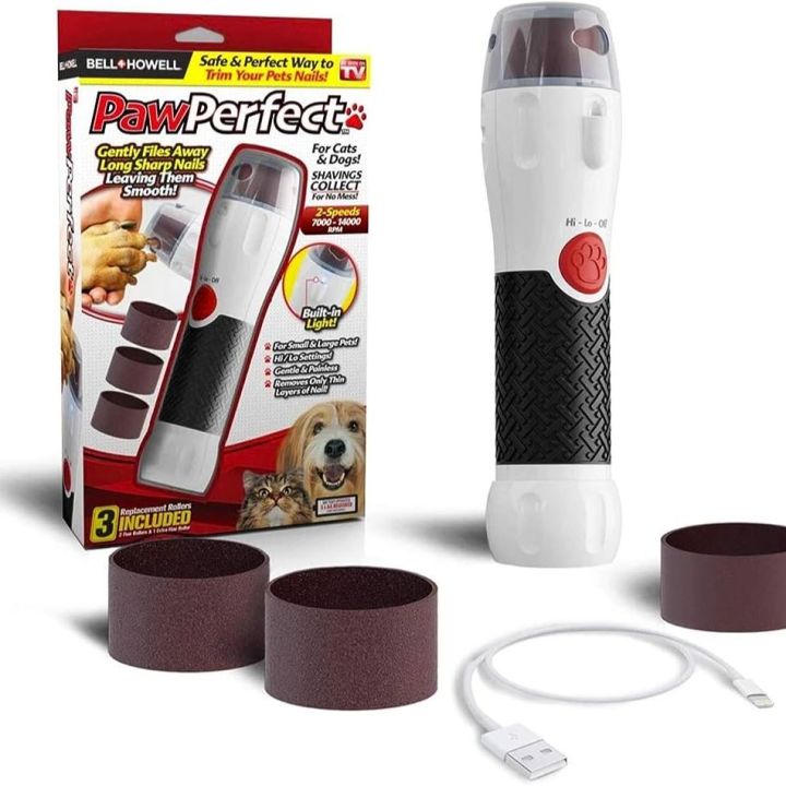 PawPerfect Rechargeable Pet Nail and Claw Rotating File with 5000-7,000 RPM's for Dogs, Cats, and Other Small Animals
