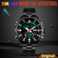 SKMEI 1146 Mens Wrist Watch, Military Analog Digital Watches with LED Multi Time Chronograph, Stainless Steel Business Watches for Men. 