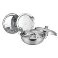 DeviDayal 3 in 1 Stainless Steel 7 Piece Induction Base Multi Purpose Kadai. 